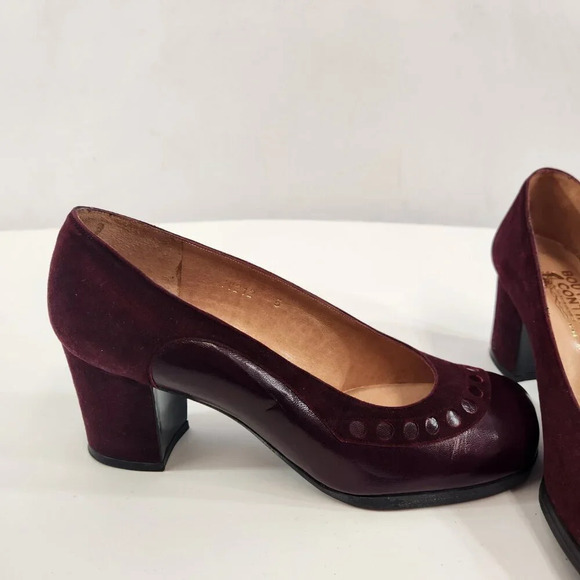 Vintage Leather Closed Toe Pumps Spain  Size 5 Wine Red - Picture 4 of 13